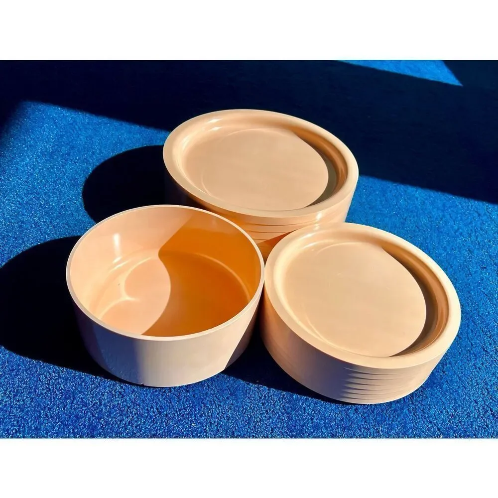 15 Piece Plate & Bowl Kasen Peter Pan Indiana Peach Plastic Melmac Melamine Set